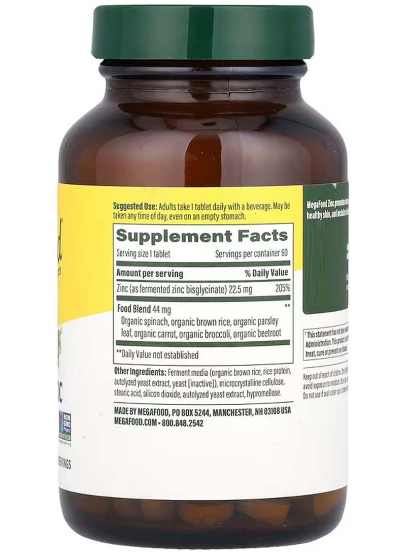 MegaFood Chelated Zinc 22.5 mg – High-Absorption Dietary Supplement for Immune, Skin & Hair Support – 60 Tablets - Image 2
